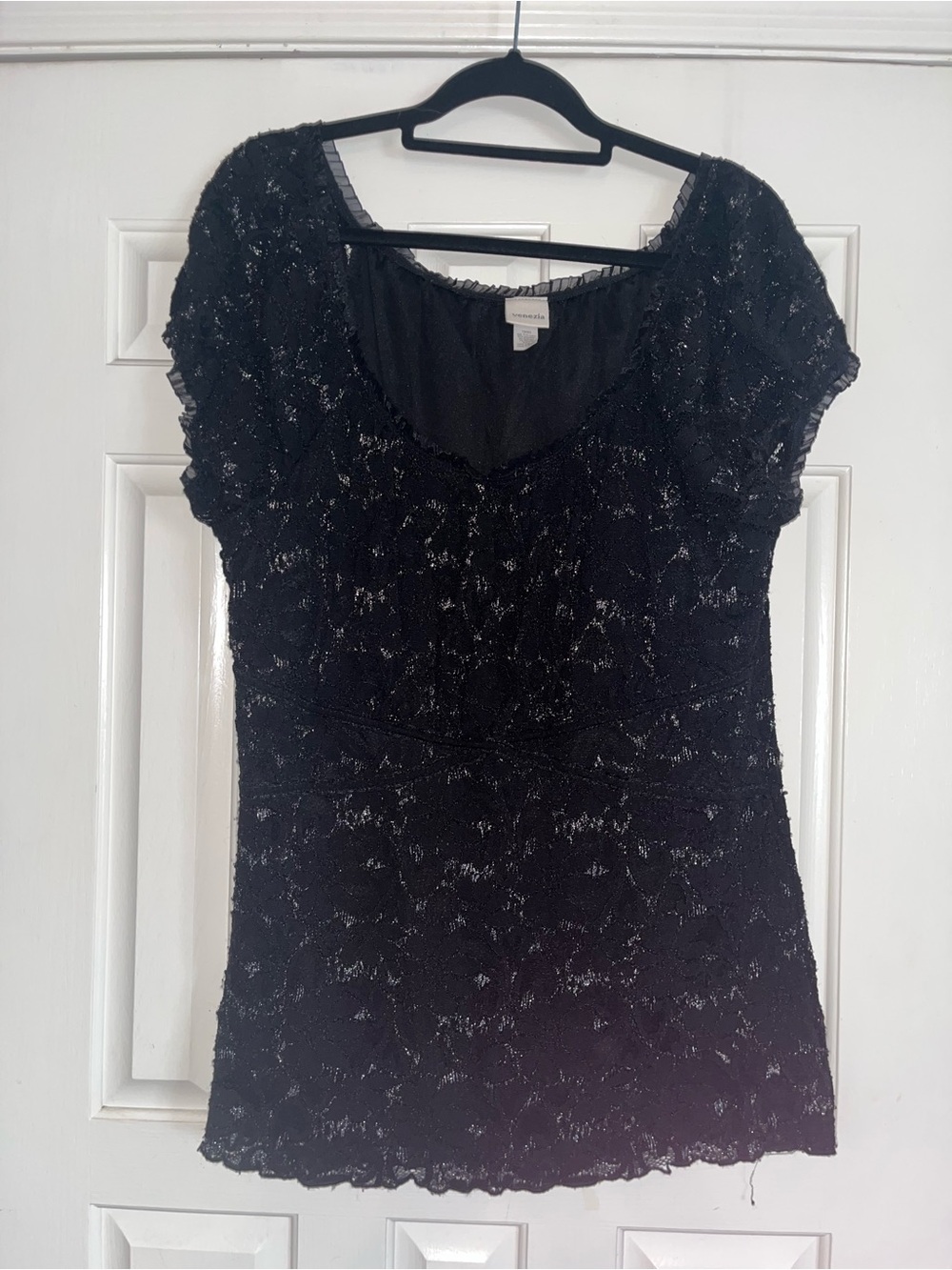 Venezia by Lane Bryant, Black Lace Overlay Women’s Top